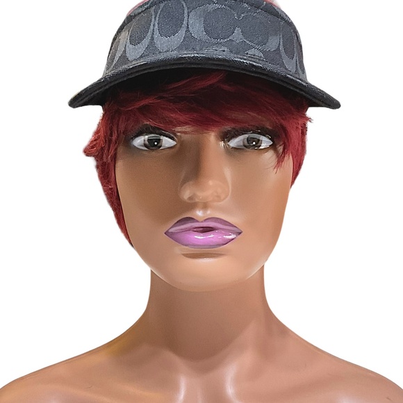 Coach Black Visor Hat with Signature Motif Leather Adjust Strap - Picture 8 of 16
